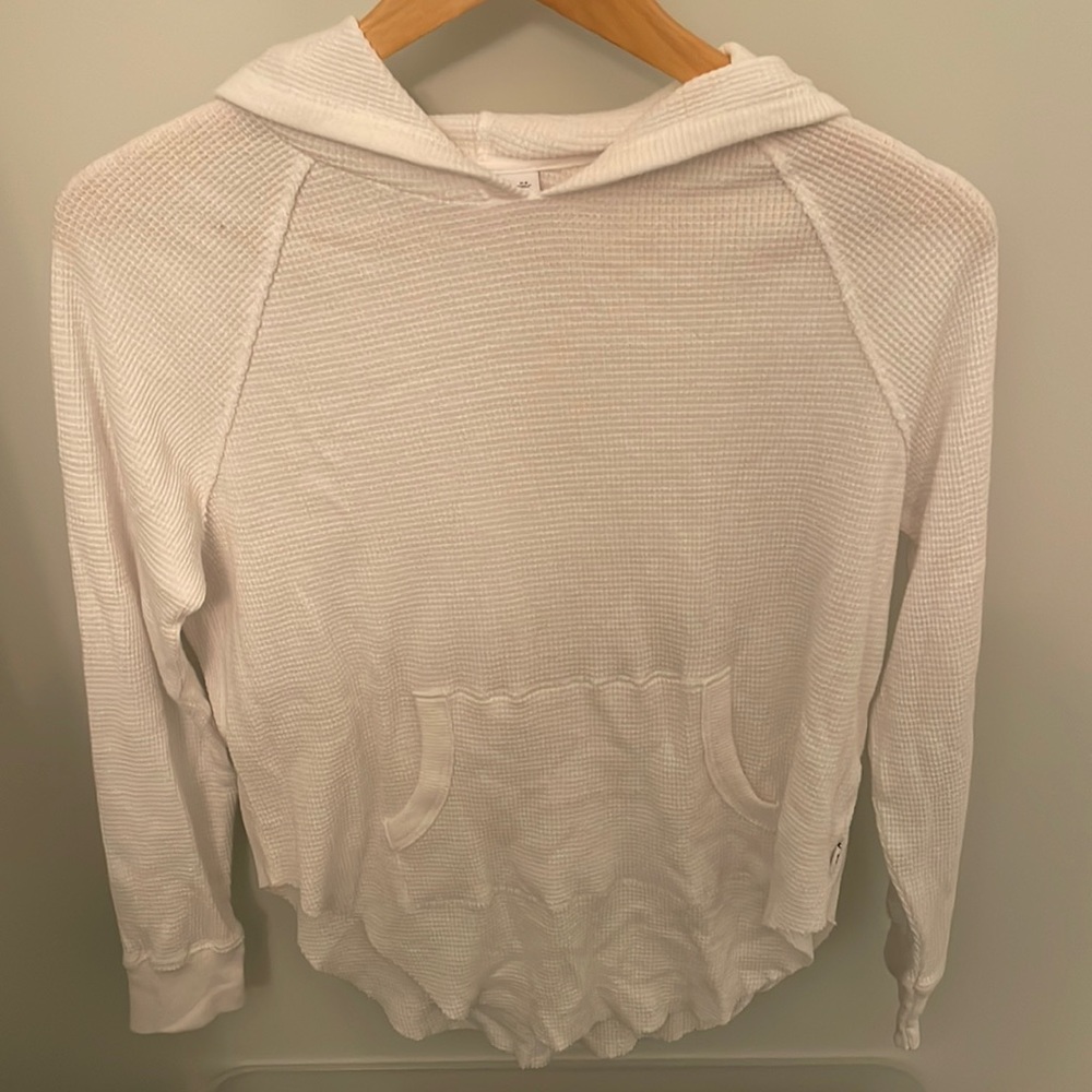 TNA Nevado Waffle thermal hoodie. White, xs from Aritzia
